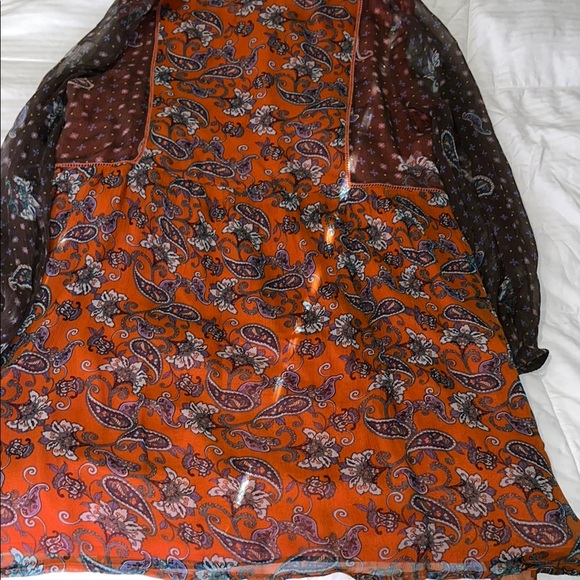 Sundance Bohemian Paisley long sleeve Dress with embroidered Accents size Large - Picture 7 of 7